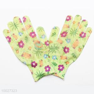 Flower Pattern Green Knitted Protection Gloves