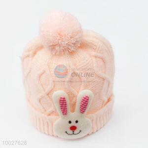 High quality children light pink knitted hat