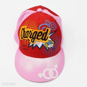 Factory wholesale kids pink polyester flat peak cap