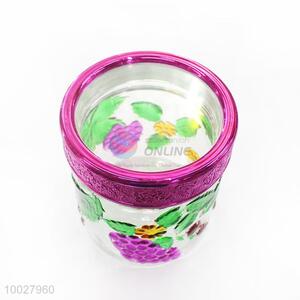 Fruit Pattern Cylinder Bottle with Rose Red Cover