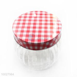 Transparent Glass Condiment Bottle/Sauce Bottle with Check Pattern Cover