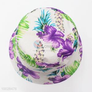 Flower printed polyester sun hat floppy hat