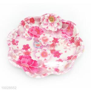 New Arrivals Flower Pattern Pink Melamine Fruit Plate