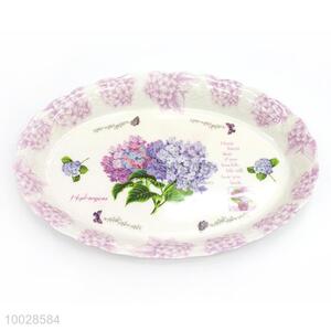 Elliptic Shaped Beautiful Flower Pattern Melamine Fruit Plate