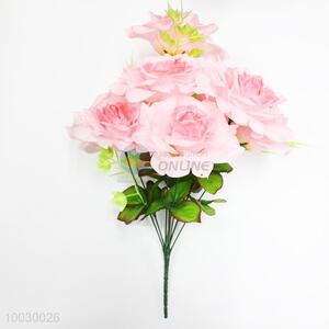 9 Heads Pink Rose Decoration <em>Artificial</em> <em>Flower</em>/Home Decor <em>Flower</em>