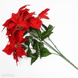 5 Heads Red <em>Artificial</em> <em>Flower</em> For Chrisrmas Decoration