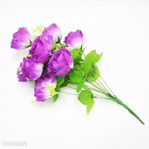 12 Heads Purple Rose Artificial Flower For Home Decoration