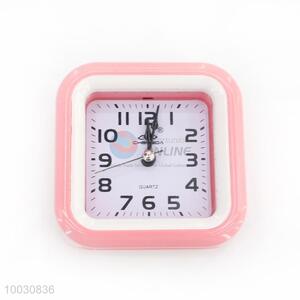 Pink and White Square Plastic Table Clock/Alarm Clock