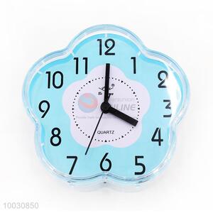 Blue Flower Shaped Plastic Table Clock/Alarm Clock