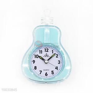 Violin Shaped Blue Plastic Table Clock/Alarm Clock