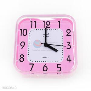 Pink Square Plastic Table Clock/Alarm Clock