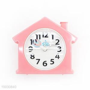Pink House Shaped Plastic Table Clock/Alarm Clock