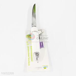 White stainless steel kitchen knife with safety handle