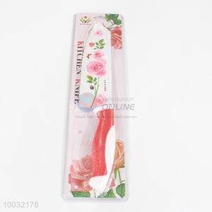 Pink rose pattern stainless steel kitchen knife