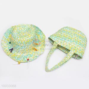 New Design Woven Crossbody Bag and Round Hat Set For Children