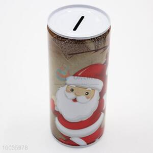 Wholesale Kids Iron Money Box Shaped in cylinder with Santa Claus Pattern