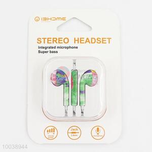 New 2016 green painting super bass integrated microphone stereo headset