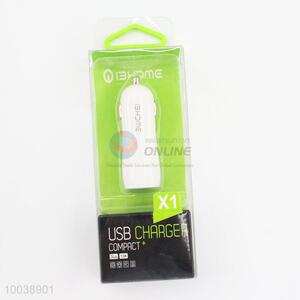 1A Slim Mobile Phone White Color PC Car USB Charger
