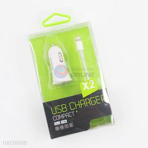 1A Mini White Color Car USB Charger++iPhone 6 usb cable