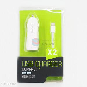 1A White Color PC Car USB Charger+iPhone 6 usb cable