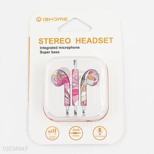 Cute super bass integrated microphone painting stereo headset