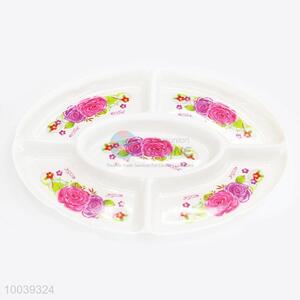 Wholesale 10Inch Rose Pattern Elliptic Shape Melamine Plate