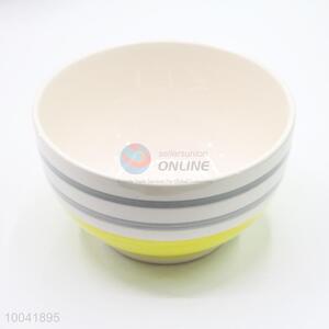 Yellow and Gray Cross Stripe Ceramic  <em>Bowl</em>