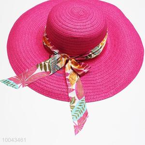 Rose Red summer paper straw big brim women hats