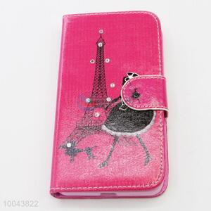High Quality Pink Mobile Phone Shell for Iphone6 with Cover and Button, Printed with Tower and Young Lady