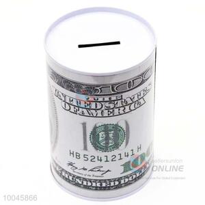 Newest 8.5*13cm zip-top can shape tinplate money box printed pattern