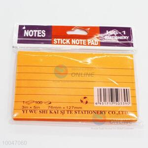 Orange color 76*127mm 3in*5in paper sticky pad