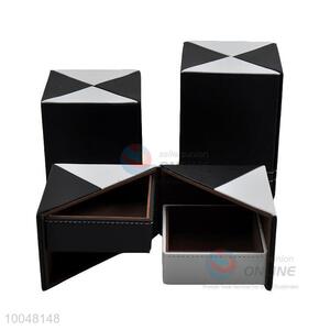 9.7*9.7*7.2cm black&white functional foldable faux leather storage box