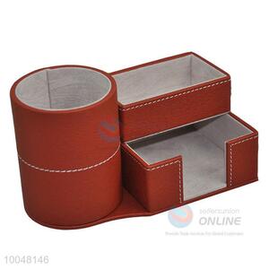Fashion red color faux leather storage box/pen  container