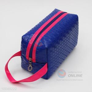 Fashion blue weave travel cosmetic bag