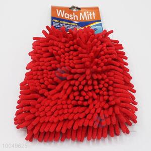 Utility 18*19CM Red Chenille Wash Mitt, Cleaning Gloves for Home Use