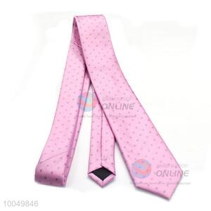 High-end pink color polyester printing silk men ties for sale