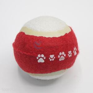 Cute design elastic white-red paw pattern pet ball
