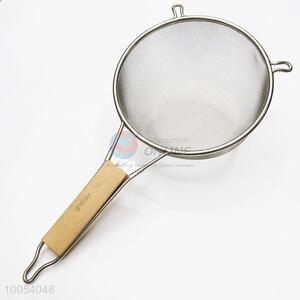 22cm stainless steel oil strainer with wood handle