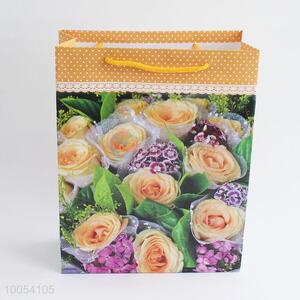 12.5*17*5.5cm orange flower printed packing gift bag