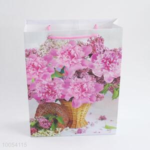 12.5*17*5.5cm cute pink flowers printed packing gift bag