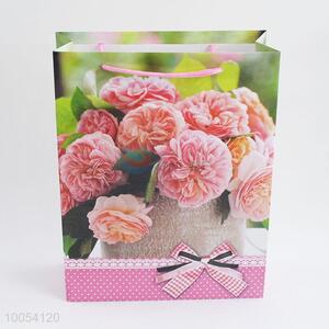 12.5*17*5.5cm factory wholesale flowers printed paper gift bags