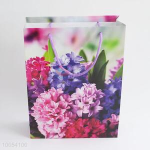 12.5*17*5.5cm fashion hydrangea flowers printing paper bag for wholesale