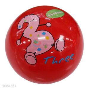 Hot Sale 9 Inch Red PVC Inflatable Beach Ball with Vivid Number Three