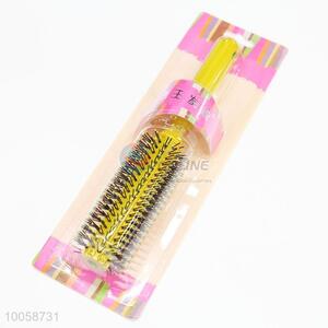 Soft touch round plastic golden color hair brush