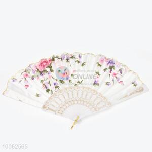 Hot Sale Spain Style Plastic&Satin White Handle Hand Fan