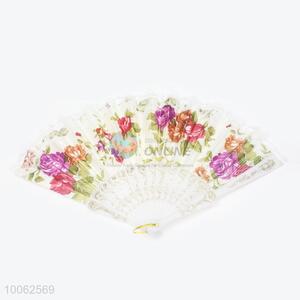 Hot Sale Spain Style Plastic&Satin White Handle Hand Fan