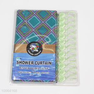 High Quality Green Check Dacron Shower Curtain