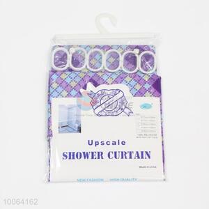 Hot Sale Purple Small Check Dacron Shower Curtain
