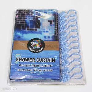High Quality Blue Samll Check Dacron Shower Curtain