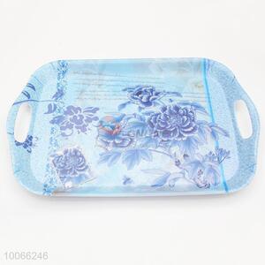 Printed blue plastic melamine serving tray